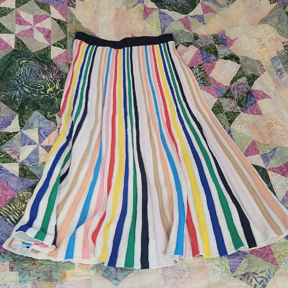J. Crew Multicolor Striped A-Line Skirt